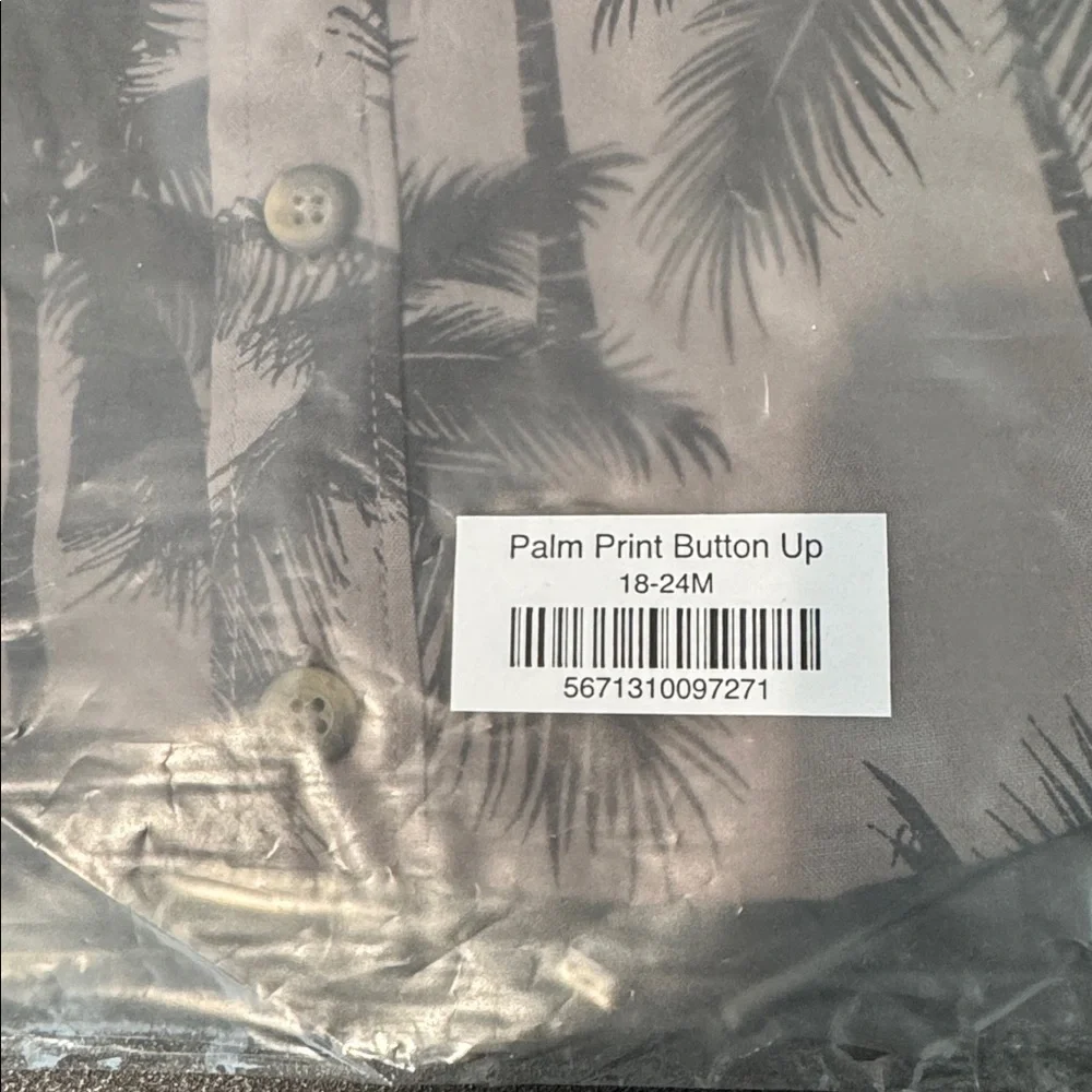 Little Bipsy Palm Print Button Up Shirt Boys 18-24 Months New NWT